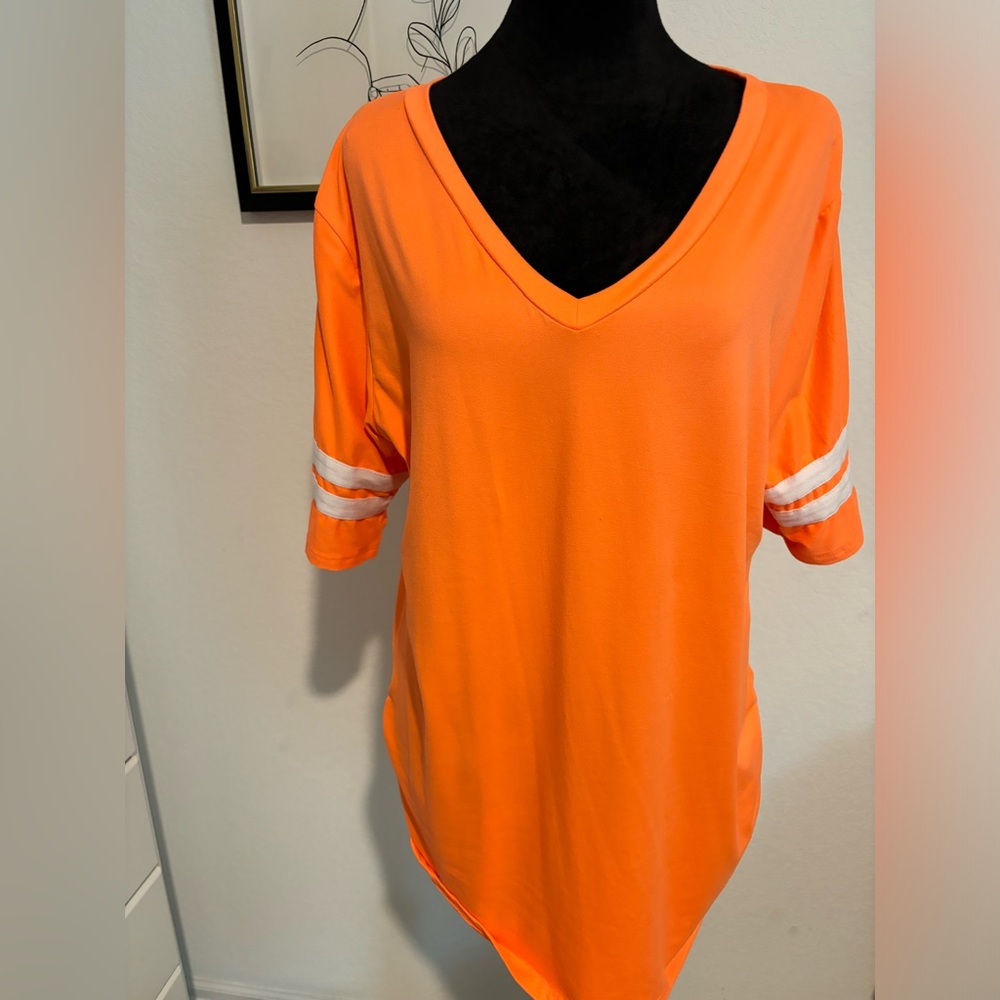 Orange V-Neck Women's Jersey Top